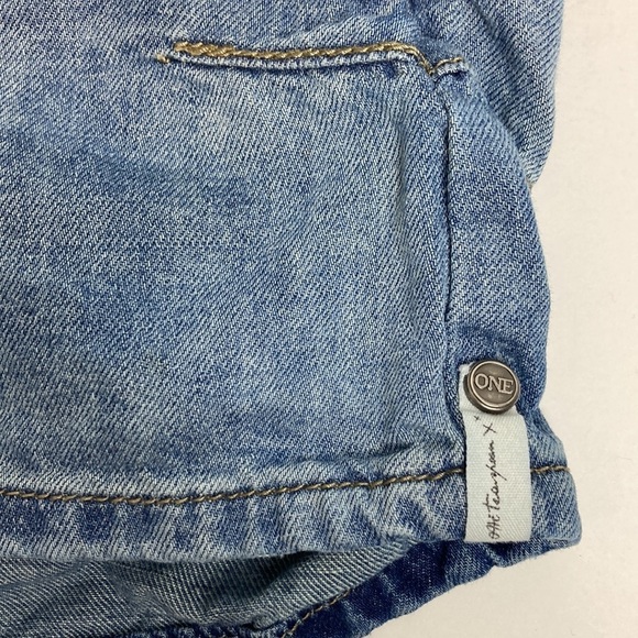 One Teaspoon Denim Chambray Pull-on Shorts Elastic Waist XS Vacation Beach Baggy - Picture 2 of 16